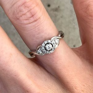 White Gold Diamond Ring Halo Style Size 5.25